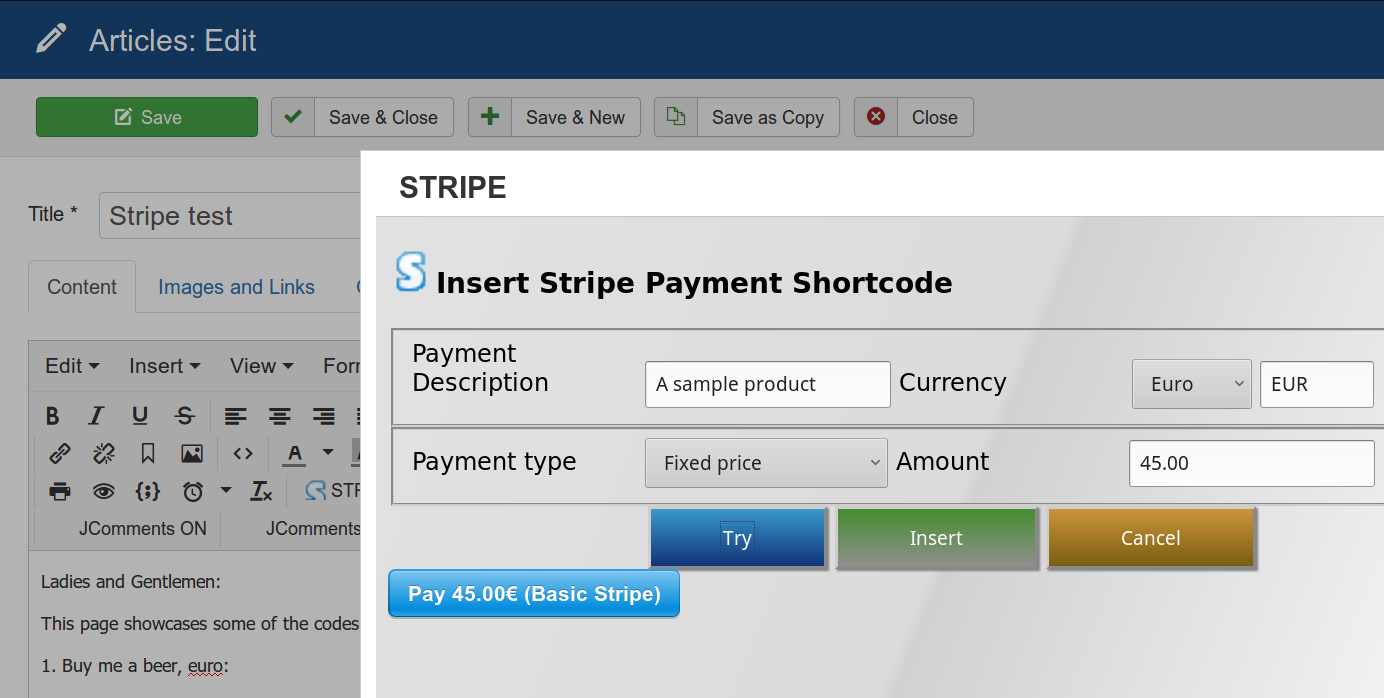 stripe fixed price